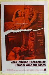 b217 DAYS OF WINE & ROSES one-sheet movie poster '63 Jack Lemmon, Remick