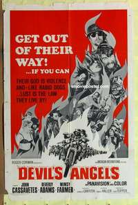 b230 DEVIL'S ANGELS one-sheet movie poster '67 John Cassavetes, bikers!