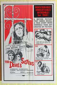 b233 DEVIL'S SISTERS one-sheet movie poster '66 indescribable but true!