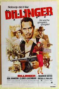 b237 DILLINGER one-sheet movie poster '73 Warren Oates, Michelle Phillips