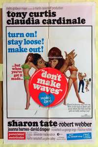 b245 DON'T MAKE WAVES one-sheet movie poster '67 Tony Curtis, Sharon Tate