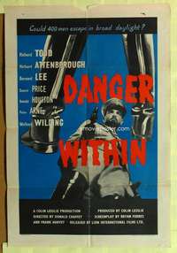 b209 DANGER WITHIN English one-sheet movie poster '59 Richard Attenborough