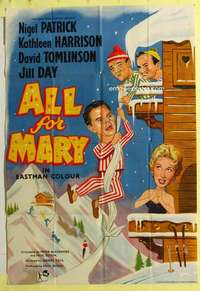 b037 ALL FOR MARY English one-sheet movie poster '55 Jill Day, Wendy Toye