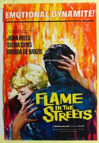 b301 FLAME IN THE STREETS English one-sheet movie poster '61 Mills, Syms