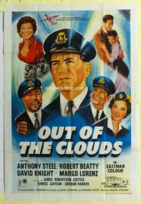 b641 OUT OF THE CLOUDS English one-sheet movie poster '57 Anthony Steel