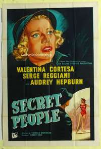 b739 SECRET PEOPLE English one-sheet movie poster '52 1st Audrey Hepburn!