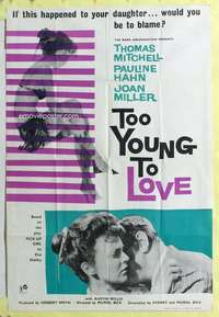 b897 TOO YOUNG TO LOVE English one-sheet movie poster '60 bad girl teen!