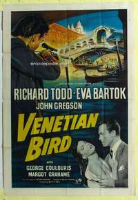 b921 VENETIAN BIRD English one-sheet movie poster '56 Richard Todd, Bartok