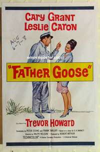 b289 FATHER GOOSE one-sheet movie poster '65 Cary Grant, Leslie Caron