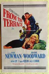 b324 FROM THE TERRACE one-sheet movie poster '60 Newman, Woodward, Loy