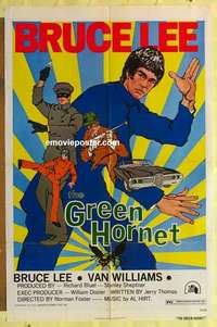 b370 GREEN HORNET red title style one-sheet movie poster '74 Bruce Lee