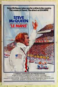 b488 LE MANS one-sheet movie poster '71 Steve McQueen, car racing!