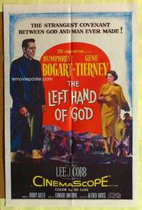 b490 LEFT HAND OF GOD one-sheet movie poster '55 priest Humphrey Bogart!