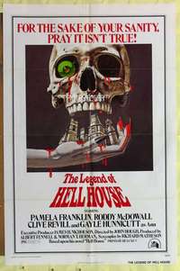 b491 LEGEND OF HELL HOUSE one-sheet movie poster '73 great skull image!
