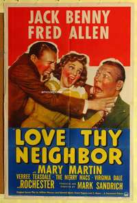 b525 LOVE THY NEIGHBOR one-sheet movie poster '40 Jack Benny, Fred Allen