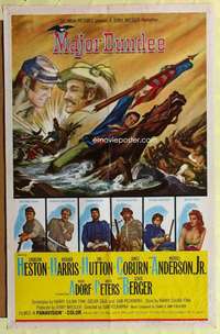b531 MAJOR DUNDEE one-sheet movie poster '65 Heston, Richard Harris
