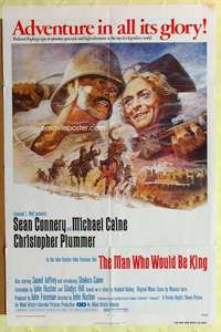 b535 MAN WHO WOULD BE KING one-sheet movie poster '75 Sean Connery, Caine