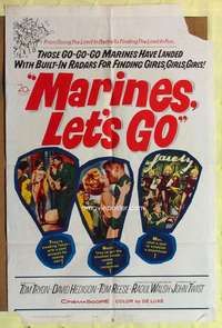 b544 MARINES LET'S GO one-sheet movie poster '61 Raoul Walsh, Tom Tryon