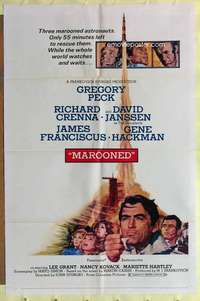 b548 MAROONED style C one-sheet movie poster '69 Gregory Peck, Gene Hackman