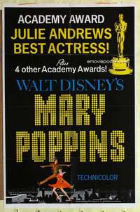 b558 MARY POPPINS style C one-sheet movie poster '65 Julie Andrews, Awards!