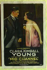 b564 MID CHANNEL one-sheet movie poster '20 Clara Kimball Young, stone litho