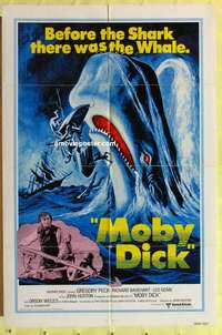 b570 MOBY DICK one-sheet movie poster R76 Gregory Peck, Orson Welles