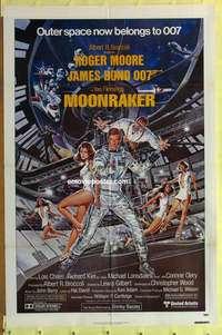 b576 MOONRAKER one-sheet movie poster '79 Roger Moore as James Bond!