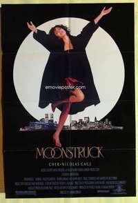 b577 MOONSTRUCK one-sheet movie poster '87 Cher, Nicholas Cage, Dukakis