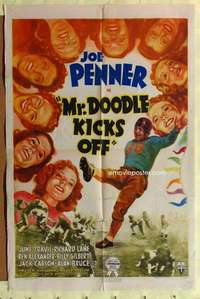 b581 MR DOODLE KICKS OFF one-sheet movie poster '38 Joe Penner, football!