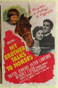 b589 MY BROTHER TALKS TO HORSES one-sheet movie poster '47 Butch Jenkins