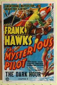 b595 MYSTERIOUS PILOT Chap 6 one-sheet movie poster '37 airplane serial!