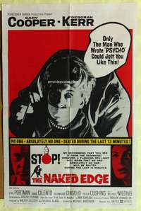 b598 NAKED EDGE one-sheet movie poster '61 Gary Cooper, Deborah Kerr