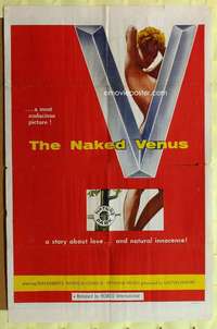 b603 NAKED VENUS one-sheet movie poster '58 Edgar Ulmer, super sexy image!