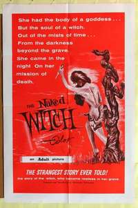 b604 NAKED WITCH one-sheet movie poster '64 fantastic silly horror image!
