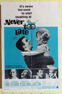 b611 NEVER TOO LATE int'l one-sheet movie poster '65 Ford, Connie Stevens