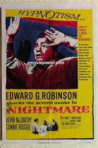 b621 NIGHTMARE one-sheet movie poster '56 Edward G. Robinson, hypnotism!