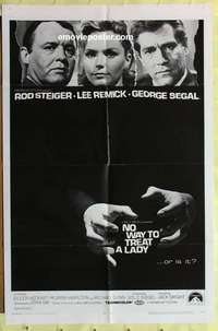 b622 NO WAY TO TREAT A LADY one-sheet movie poster '68 Rod Steiger, Remick