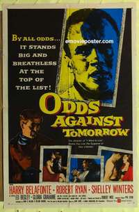 b629 ODDS AGAINST TOMORROW one-sheet movie poster '59 Harry Belafonte, Wise