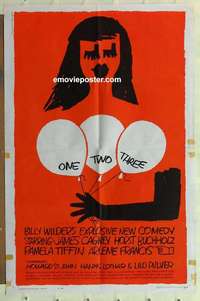 b637 ONE TWO THREE one-sheet movie poster '62 Billy Wilder, Saul Bass art!