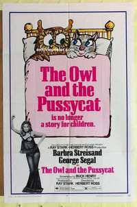 b643 OWL & THE PUSSYCAT one-sheet movie poster '71 Barbra Streisand