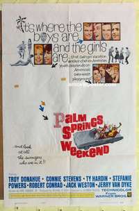 b644 PALM SPRINGS WEEKEND one-sheet movie poster '63 Donahue, teen swingers!
