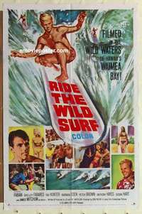 b718 RIDE THE WILD SURF one-sheet movie poster '64 Fabian, great image!