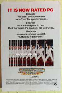 b730 SATURDAY NIGHT FEVER one-sheet movie poster R1979 John Travolta, PG!