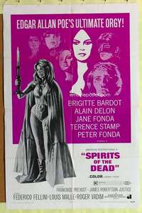 b805 SPIRITS OF THE DEAD one-sheet movie poster '69 Fellini, sexy Bardot!