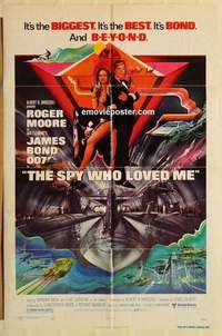 b807 SPY WHO LOVED ME one-sheet movie poster '77 Moore as James Bond!