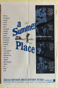 b831 SUMMER PLACE one-sheet movie poster R63 Sandra Dee, Troy Donahue