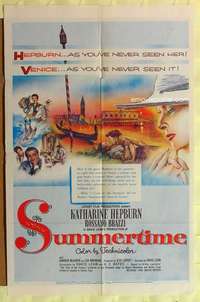 b833 SUMMERTIME one-sheet movie poster '55 Kate Hepburn, Rossano Brazzi