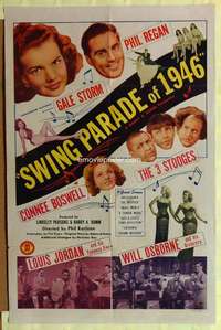 b859 SWING PARADE OF 1946 one-sheet movie poster '45 Three Stooges, Curly!