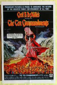 b869 TEN COMMANDMENTS one-sheet movie poster R72 Heston, DeMille