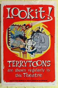 b875 TERRYTOONS one-sheet movie poster '62 Mighty Mouse, Paul Terry